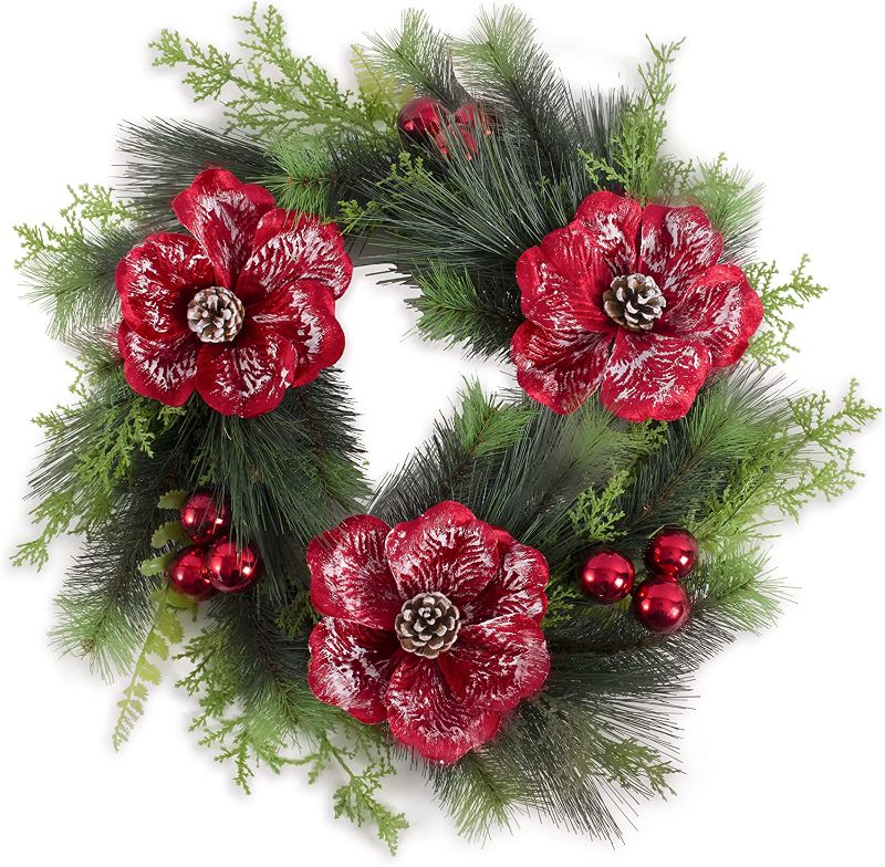 Photo 1 of 23" Artificial Christmas Wreath Festival Celebration Door Wall Window Party Decoration Farmhouse Porch Home Decoration Home Decor