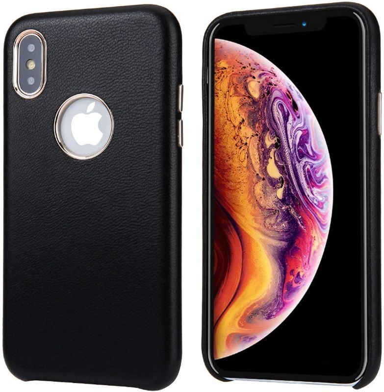 Photo 1 of 
iPhone Xs Max Leather Case, Reginn Slim Fit Phone Cover [Wireless Charging Compatible] Full Grain Lambskin Leather Case for iPhone Xs Max (Black)