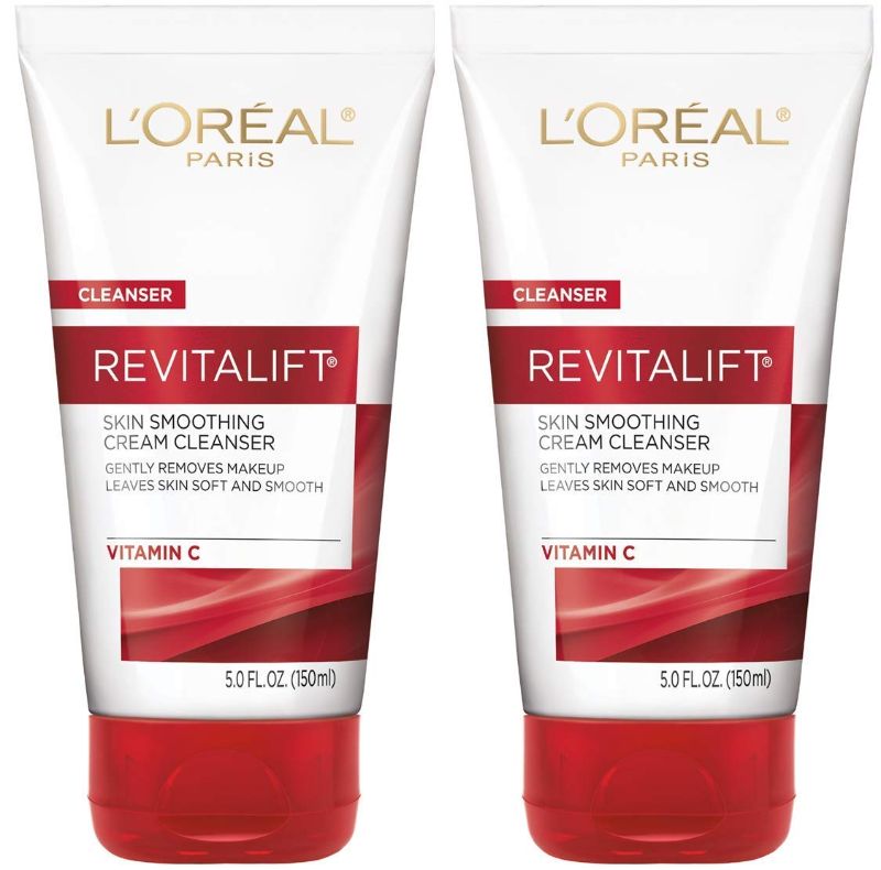 Photo 1 of 
L'Oreal Paris Skincare Revitalift Radiant Smoothing Wet Facial Cream Cleanser with Vitamin C, Gentle Makeup Remover, Face Wash for All Skin Types, 2 count