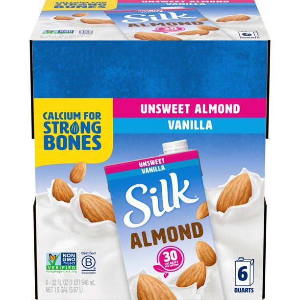 Photo 1 of (Pack of 6) Silk Shelf-Stable Unsweetened Vanilla Almond Milk, 1 Quart