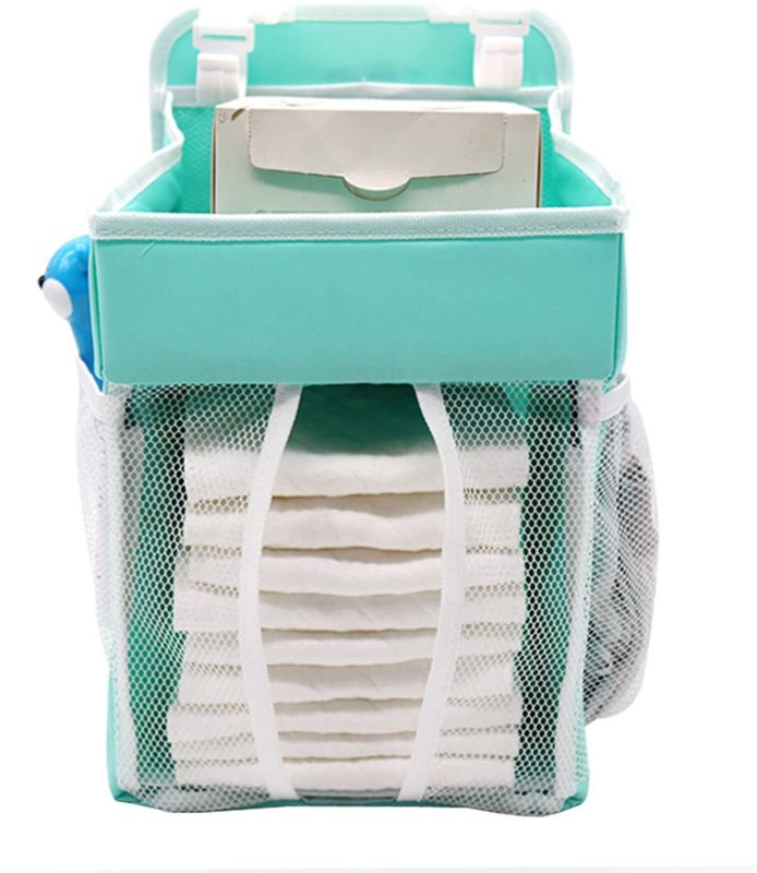 Photo 1 of Cenland Changing Table Organizer,Hanging Diaper Caddy Organizer for Changing Table,Baby Nursery Organizer,Diaper Holder for Crib (Green)
