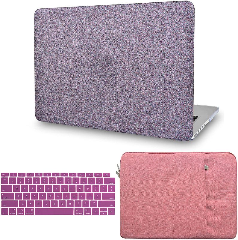 Photo 1 of KECC Compatible with MacBook Air 13 inch Case (2010-2017 Release) A1369/A1466 Plastic Hard Shell Keyboard Cover + Sleeve(Purple Sparkling)
