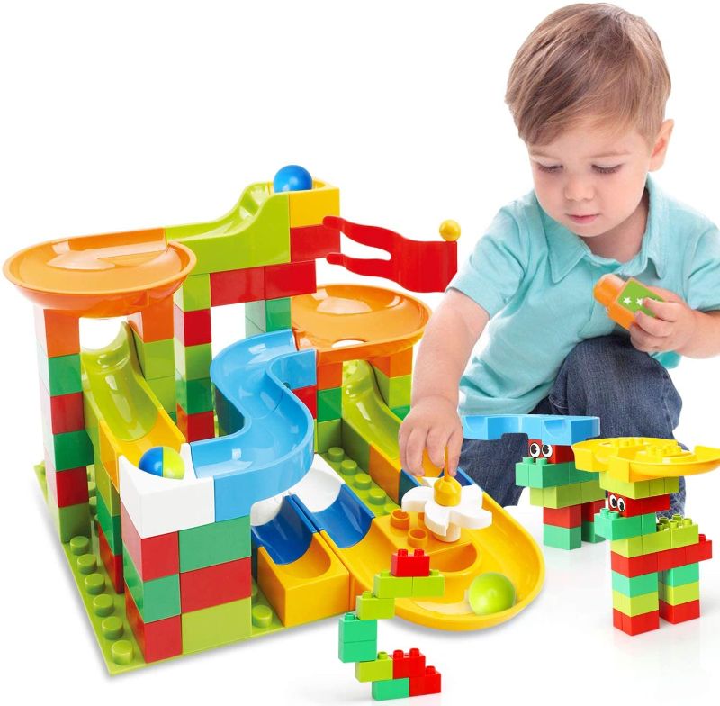 Photo 1 of TOY Life 76 PCS Marble Run Set Building Blocks-Marble Race Tracks for Kids Includes Classic Big Blocks, Marble and Many Accessories-Perfect STEM Toy Marble Run Gift for Toddlers, Kids Age 3,4,5,6,7,8+

