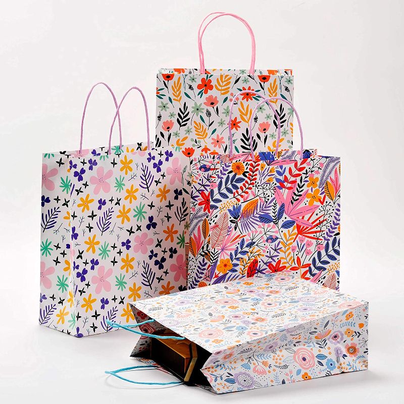 Photo 2 of 4 Pack Medium Size Gift Bags with Handles, Eco-Friendly Craft Gift Bags with Beautiful Patterns, Gift Wrapping Bags for Christmas, New Year’s Day, Valentine’s Day, Anniversaries, Birthday 2PK / Best gift for Father's Day 4 Pack Gift Bags with Cute Car Pat