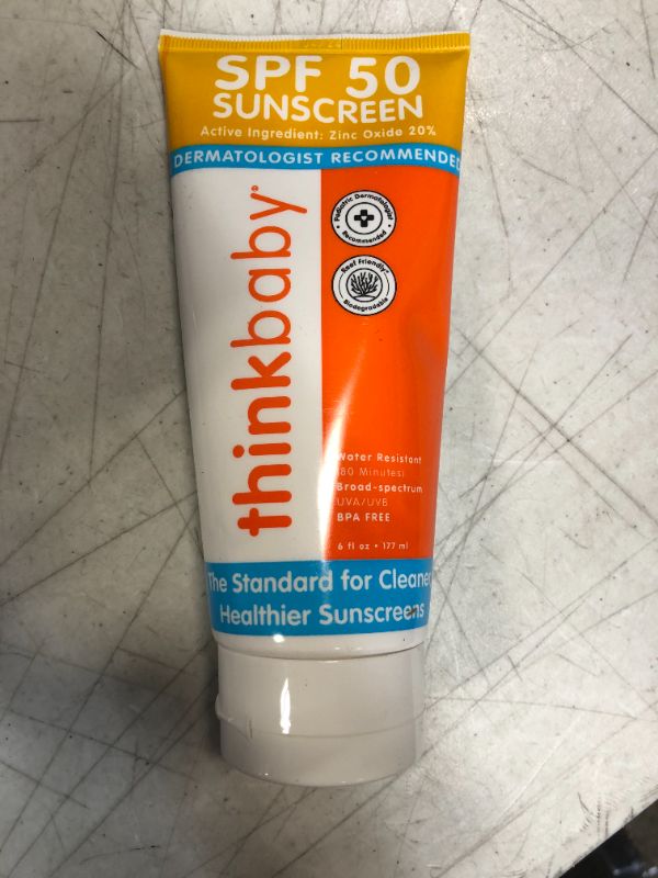 Photo 2 of Baby Sunscreen Natural Sunblock from Thinkbaby, Safe, Water Resistant Sunscreen - SPF 50+ (6 ounce) BB 04 24 
