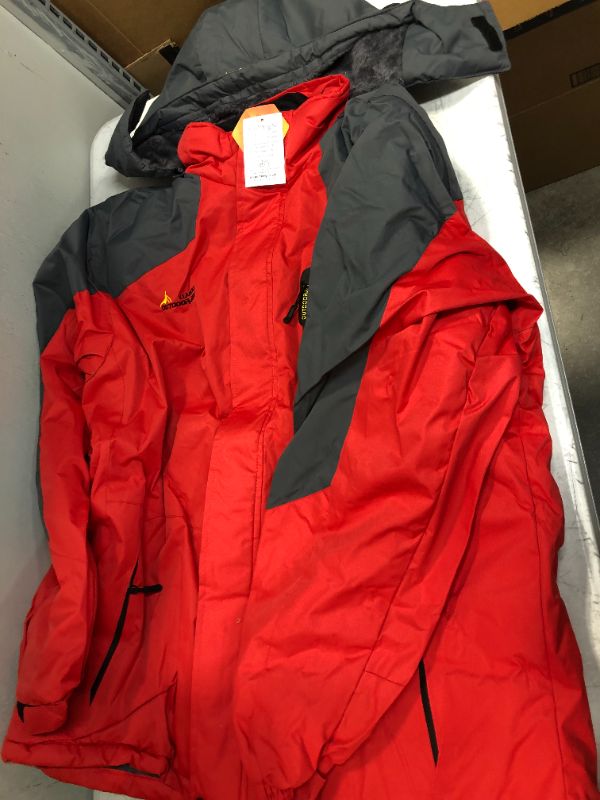 Photo 1 of OUTDOOR HEAVY COAT JACKET RED WITH GREY FUR INSIDE SIZE 2XL