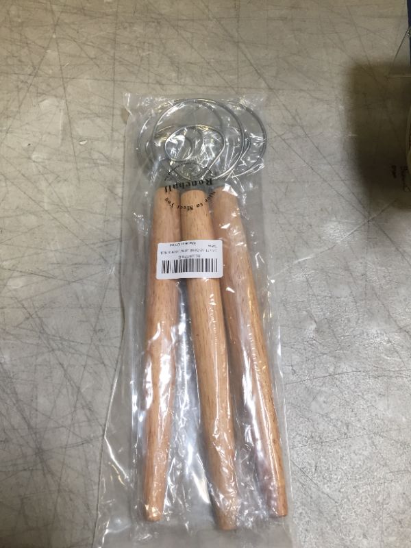 Photo 1 of 13 Inch Danish Dough Whisk - Large Wooden Danish Whisk For Dough With Stainless Steel Ring - Traditional Dutch Whisk Baking Tool For Bread, Batter, Cake, Pastry 3 Pack