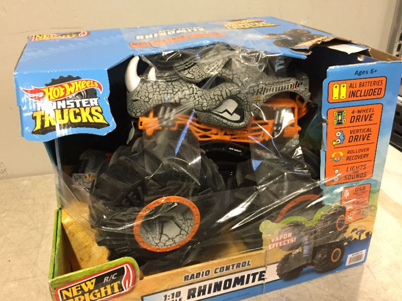 Photo 2 of New Bright 1:10 Remote Control Hot Wheels Monster Truck Rhinomite with Vapor
