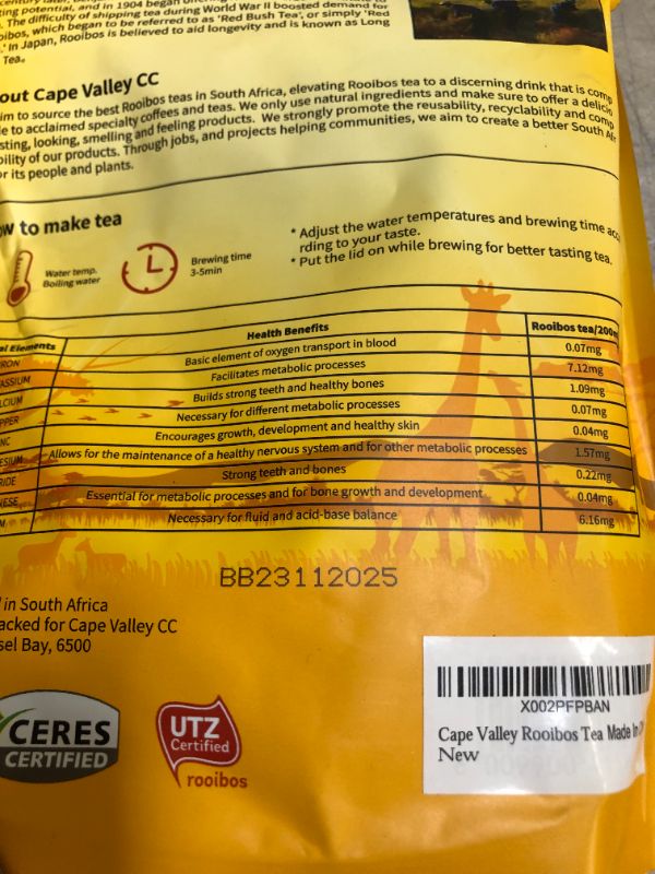 Photo 1 of 2022 New Rooibos Tea | Herbal Tea | 100% Organic | Caffeine Free | No Calories | Anti-oxidation Red Bush Tea | South African Natural Plant Tea Beverages | 50 count teabags (pack of 1)