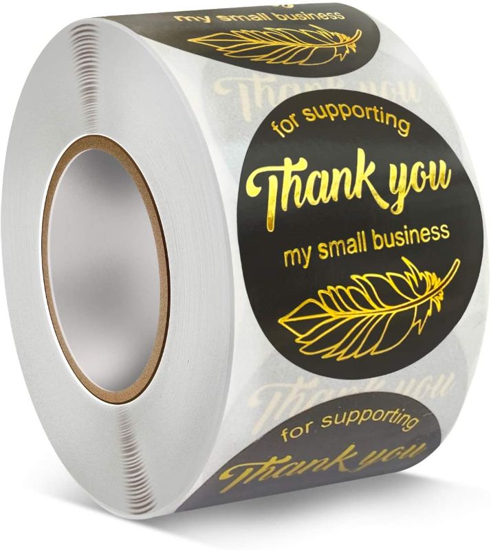 Photo 2 of 
UooEssy 1.5 Inch Thank You Stickers, Gold Foil Fonts Black Thank You Stickers Roll for Supporting My Small Business Sticker, 500 Pcs/roll Thank you
2 pack