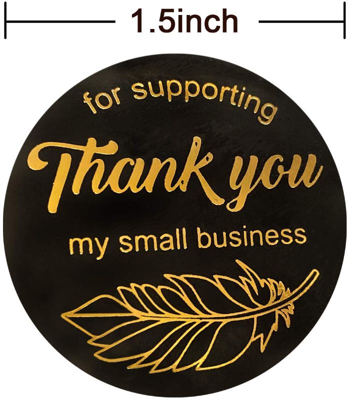 Photo 1 of 
UooEssy 1.5 Inch Thank You Stickers, Gold Foil Fonts Black Thank You Stickers Roll for Supporting My Small Business Sticker, 500 Pcs/roll Thank you
2 pack