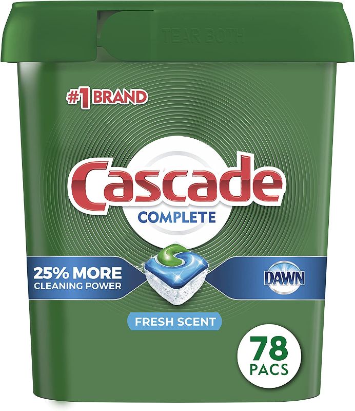 Photo 1 of Cascade Complete Dishwasher-Pods, ActionPacs Dishwasher Detergent Tabs, Fresh Scent, 78 Count