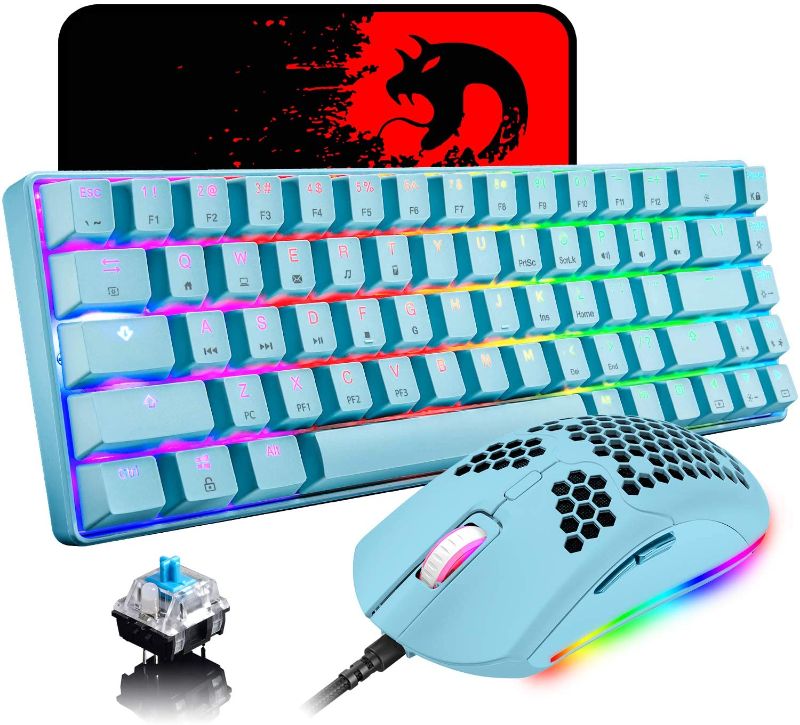 Photo 7 of Gaming Keyboard Blue Switch 68 Keys Wired RGB 18 Backlit Effects,Lightweight Gaming Mouse 6400 DPI