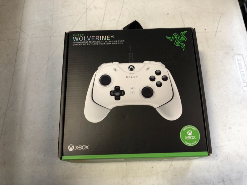 Photo 3 of Razer Wolverine V2 Wired Gaming Controller for Xbox Series X|S, Xbox One, PC: Remappable Front-Facing Buttons - Mecha-Tactile Action Buttons and D-Pad - Trigger Stop-Switches - White--factory sealed
