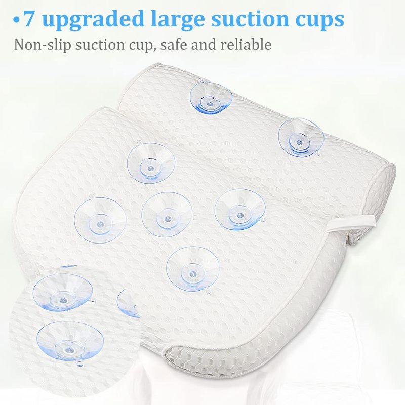 Photo 2 of  Bath Pillow, Non-Slip Spa Bathtub Pillow with 4D Air Mesh Technology and 7 Suction Cups