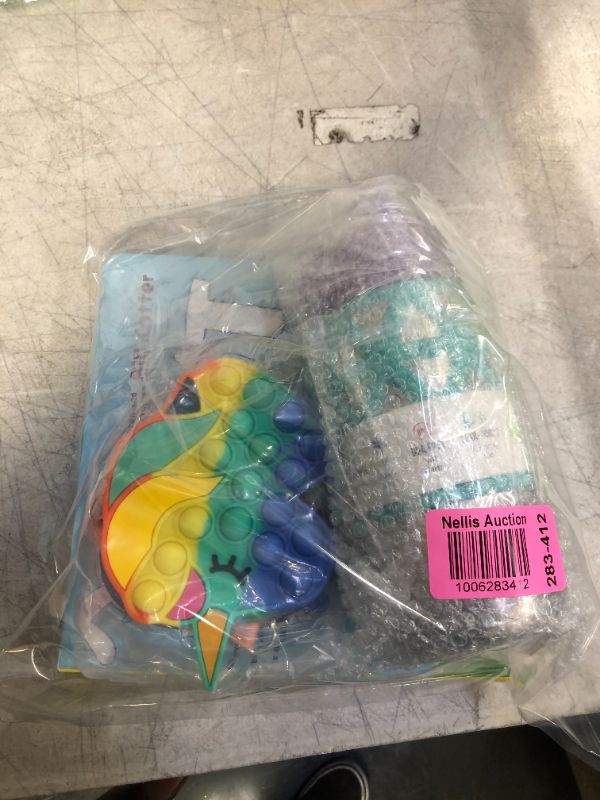 Photo 1 of Children's book, pop it unicorn purse, water bottle 