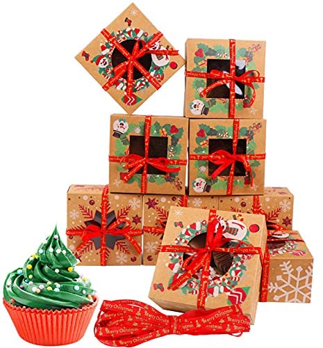 Photo 1 of 18 Packs Christmas Cookie Boxes with Window