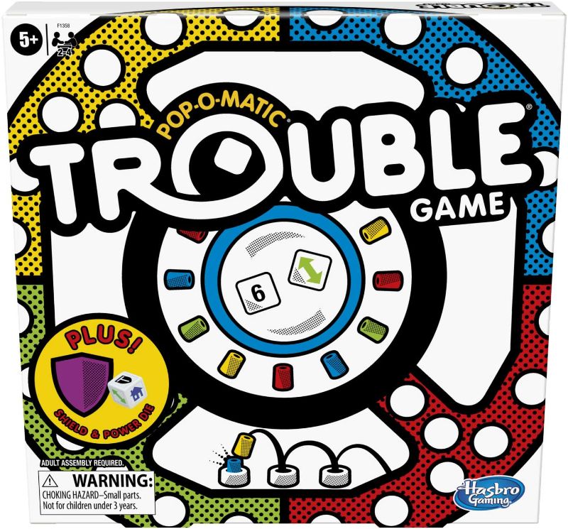 Photo 1 of Hasbro Gaming Trouble Board Game Includes Bonus Power Die and Shield, Game for Kids Ages 5 and Up, 2-4 Players (Amazon Exclusive)
