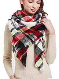 Photo 1 of Wander Agio Womens Warm Blanket Scarf Square Winter Shawls Large Infinity Scarves Stripe Plaid Scarf