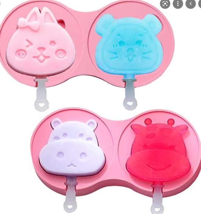 Photo 1 of 
2 Pack Silicone Popsicle Molds Larger Cute Animals Shaped Silicone 4 Cavities Ice Pop Molds Ice Cream Bar Molds Ice Pop Maker with Silicone Lids