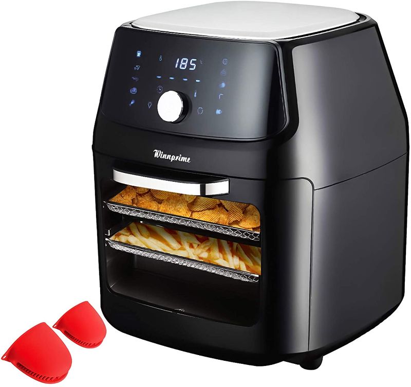 Photo 1 of WINNPRIME Large Air Fryer Oven 12.7 Quarts, Deluxe All-in-1 LED Digital Air Fryer, Touch-screen Panel with 10 Dedicated Cooking Functions, FDA and UL Listed, Bonus Silicon Cooking Grips (Black)
