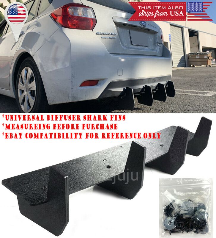 Photo 1 of 32" Bumper Diffuser Valence Wind Blade Extension Splitter 4 Shark Fins For Ford
