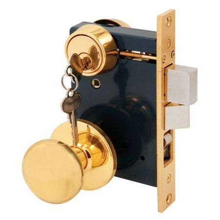 Photo 1 of 2-1/2 in. Backset, Entrance Mortise Lockset, Wrought Solid Brass, Left Hand, Double Cylinder
