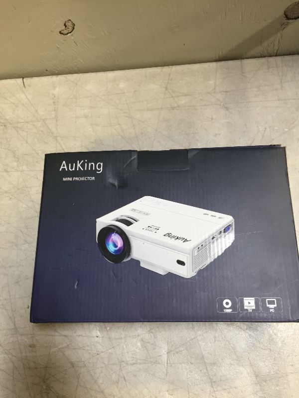 Photo 7 of  AuKing Mini Projector 2022 Upgraded Portable Video-Projector,55000 Hours Multimedia Home Theater Movie Projector,Compatible with Full HD 1080P HDMI,VGA,USB,AV,Laptop,Smartphone(unable to fully test but turns on)