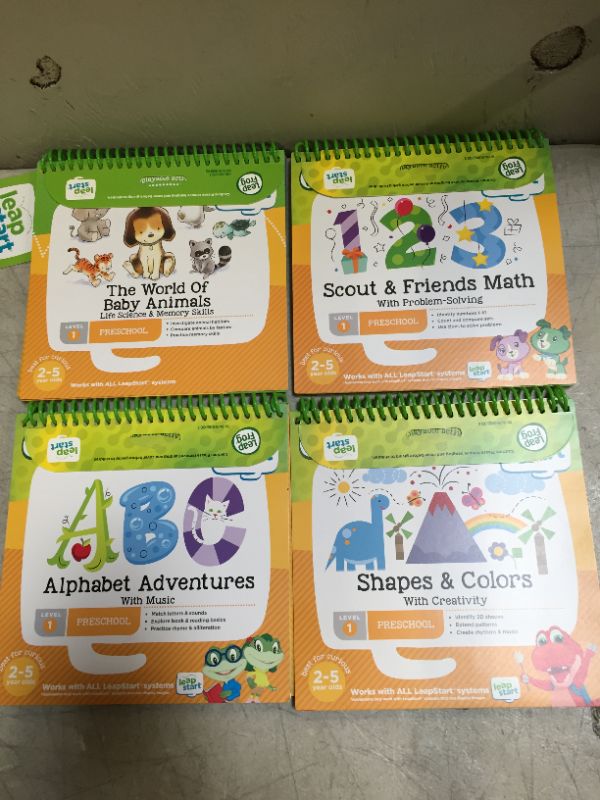 Photo 2 of Leapfrog Leapstart Preschool 4in1 Activity Book Bundle with Abc, Shapes and Colors, Math, Animals, Level 1
