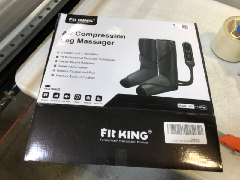 Photo 2 of FIT KING Leg Air Massager for Circulation and Relaxation Foot and Calf Massage with Handheld Controller 3 Intensities 2 Modes(with 2 Extensions)
