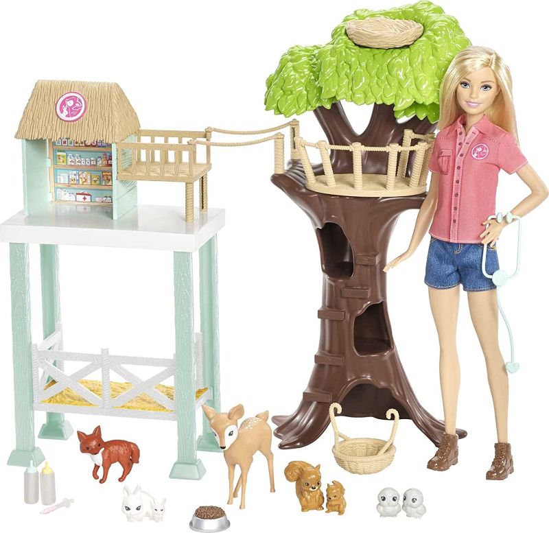 Photo 1 of ?Barbie Doll and Animal Rescue Center with 8 Animals
