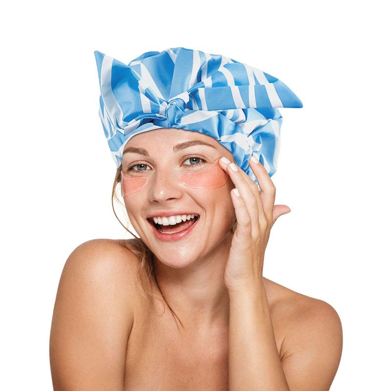 Photo 1 of Leotruny Shower Cap Reusable Bow Bath Cap Waterproof for Women All Hair Lengths (C04-Wave)
