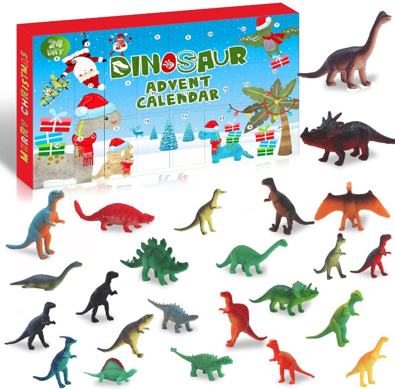 Photo 1 of Kederwa Christmas Dinosaur Advent Calendar 2021 for Kids Christmas Countdown Calendar with 24 Pack Dinosaur Figure Toys Christmas Gifts for Boys Girls
