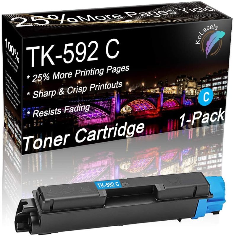 Photo 1 of Kolasels Compatible Toner Cartridge (1- Pack, Cyan) Replacement for TK-592 TK-592C Toner to use with M6526cdn P6026cdn FS-C2026MFP FS-C2126MFP FS-C2526MFP FS-C2626MFP FS-C5250DN Printer
