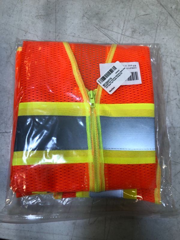 Photo 1 of SULWZM High Visibility Reflective Safety Vest with Zipper and Pockets Orange,XXL
XXL