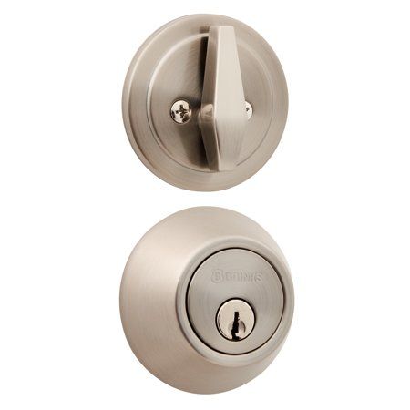 Photo 1 of Brink's Max Security Single Cylinder Deadbolt, Satin Nickel Finish
