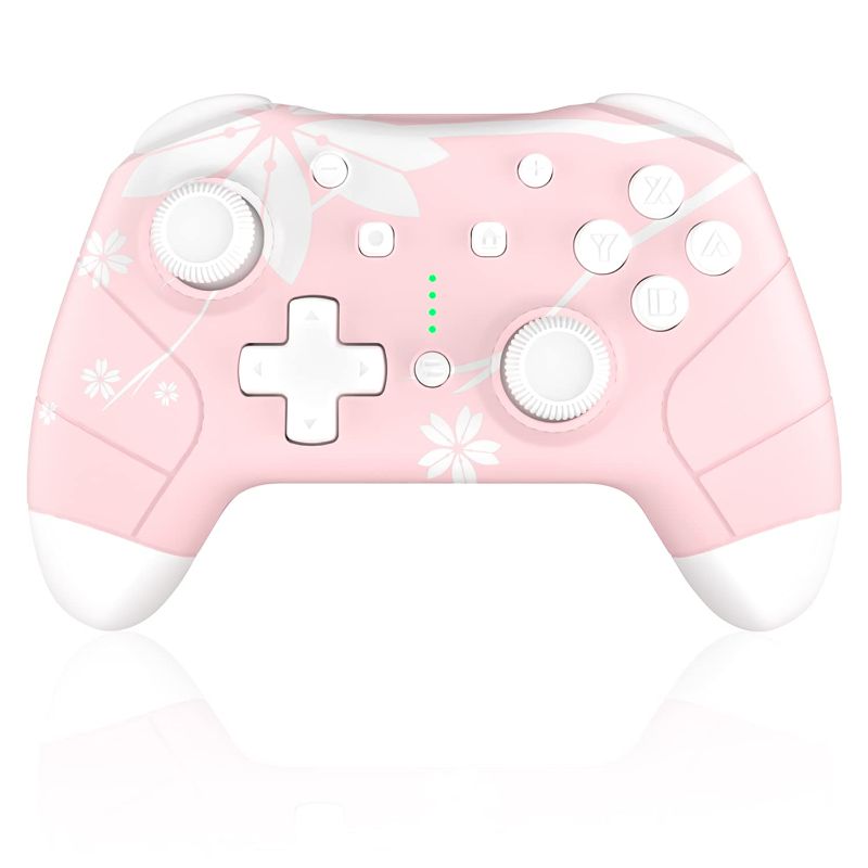 Photo 1 of  Wireless Controller for Nintendo Switch / Lite / OLED, Mytrix Wireless Pro Controllers with Wake-Up, Headphone Jack, Auto-Fire Turbo, Motion Control, Adjustable Vibration, Sakura Cherry Blossoms Pink
