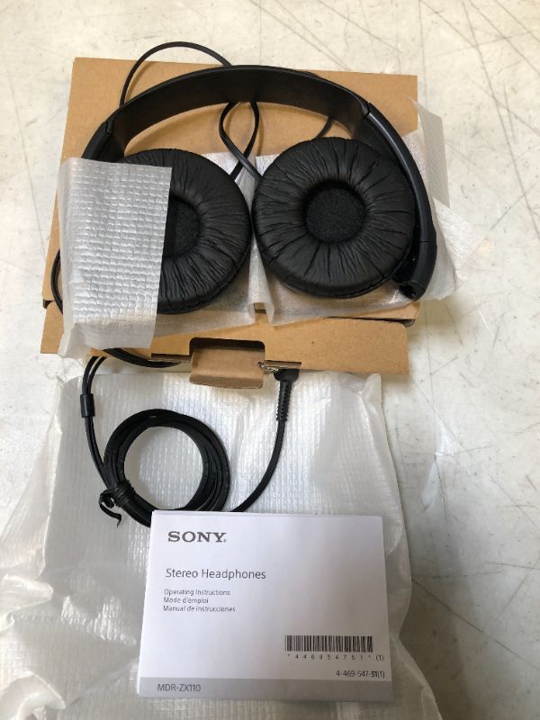 Photo 2 of Sony ZX Series Wired On-Ear Headphones, Black MDR-ZX110
