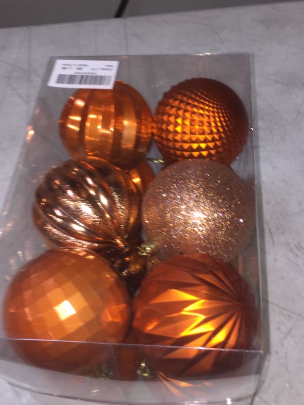 Photo 2 of Dohance Christmas Balls Ornaments, Xmas Ball Baubles Set - Shatterproof Decorative Hanging Ornaments Baubles Set for Xmas Tree (Orange, 80mm/3.15")
