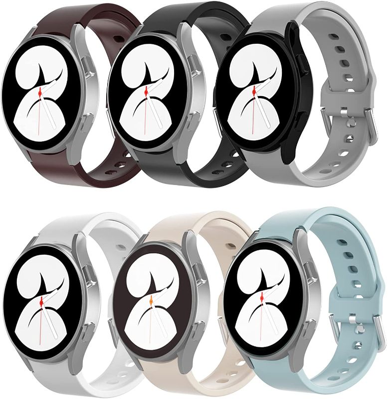 Photo 1 of HASDON 6 Pack 20mm Bands Compatible with Samsung Galaxy Watch 4 40mm 44mm/Galaxy Watch 4 Classic 42mm 46mm, No Gap Slim Soft Silicone Sport Replacement Bands for Galaxy Watch 4 Accessories
