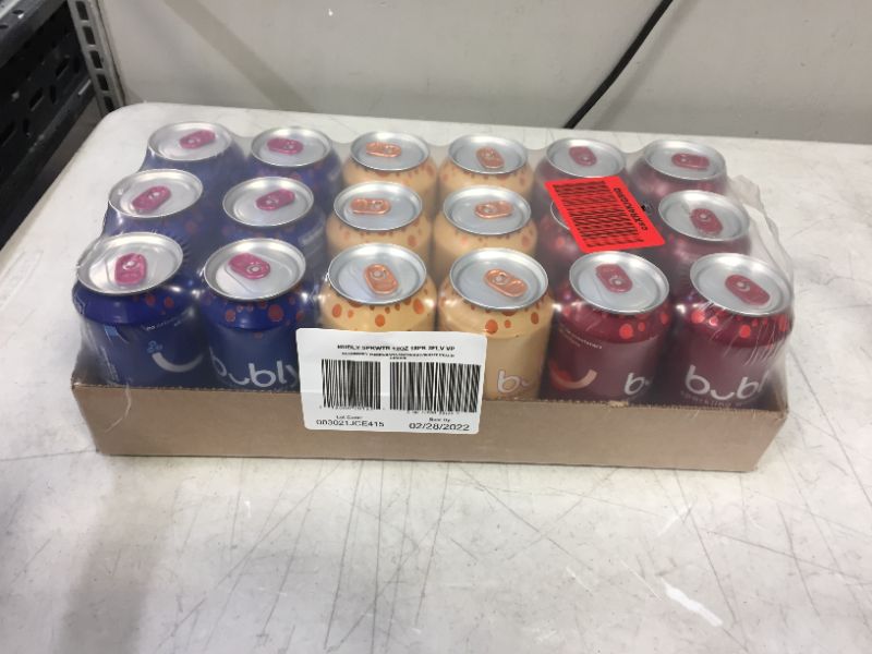 Photo 2 of (18 Cans) bubly Sparkling Water, 3 Flavor Variety Pack, 12 fl oz---BEST BY 02/28/2022---
