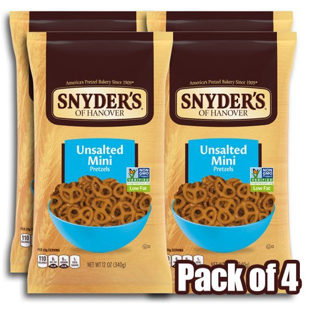 Photo 1 of (4 Pack) Snyder's of Hanover Unsalted Mini Pretzels, 12 Oz---BEST BEFORE DATE WAS FEB 05 2022---
