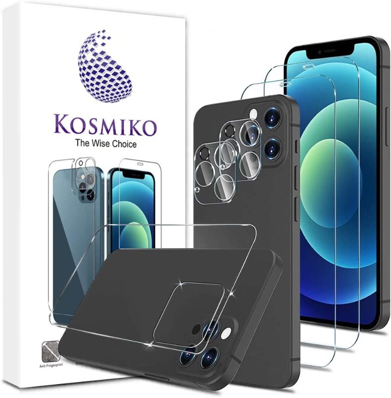 Photo 1 of KOSMIKO Screen Protector Set Compatible with iPhone 12 Pro 6.1"–Premium Tempered Glass for Front and Camera---SET OF 3---