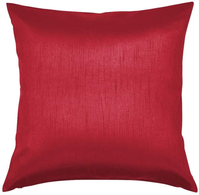 Photo 1 of Essencea 22x22 Inches Faux Silk Square Throw Pillow Cover Solid Color-Soft Shiny Pillowcase/Sham with Sturdy Hidden Zipper (Red)