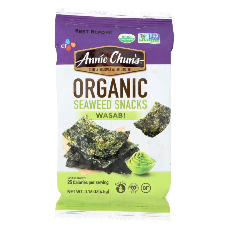 Photo 1 of ANNIE CHUN'S Annie Chun's Seaweed Snack - Wasabi - Case of 12 - .16 Oz.---BEST BEFORE DATE WAS FEB 03 2022---
