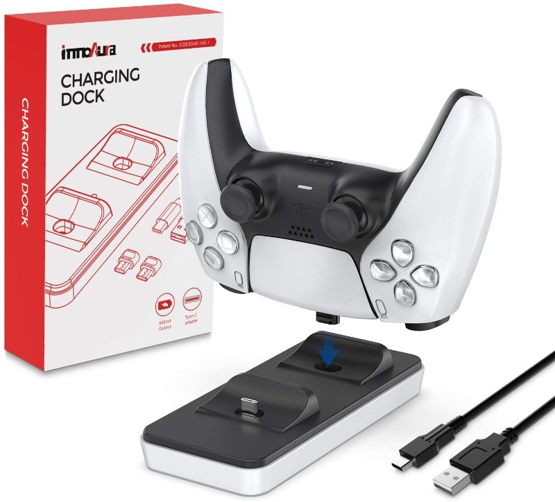 Photo 1 of innoAura PS5 Controller Charger Station, Dual PS5 Charging Station with Removable Type C Charging Port
