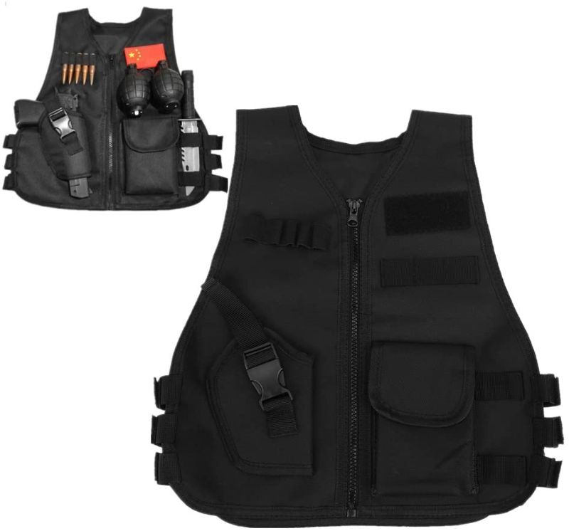 Photo 1 of Children Tactical Vest Black Children Kids Security Guard Training Military Army Tactical Vest
