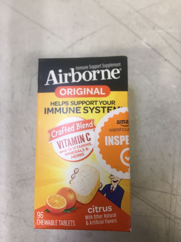 Photo 4 of Airborne Immune Support Supplement Chewable Tablets, Citrus - 96 Ct (factory sealed) EXP 03/2022
