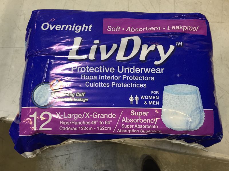 Photo 2 of Adult Incontinence Underwear, Overnight Comfort Absorbency, Leak Protection, X-Large, 12-Pack
