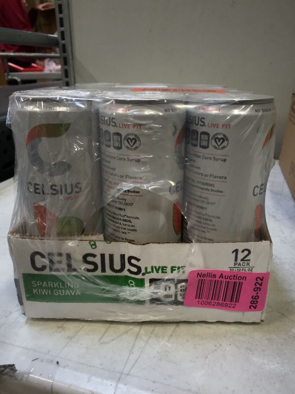 Photo 2 of CELSIUS Essential Energy Drink 12 Fl Oz, Sparkling Kiwi Guava (Pack of 12) BB 11/2022
